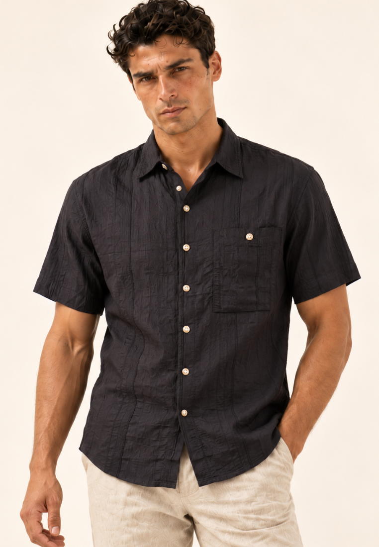 East India Company - Striped Crinkle-Look Shirt