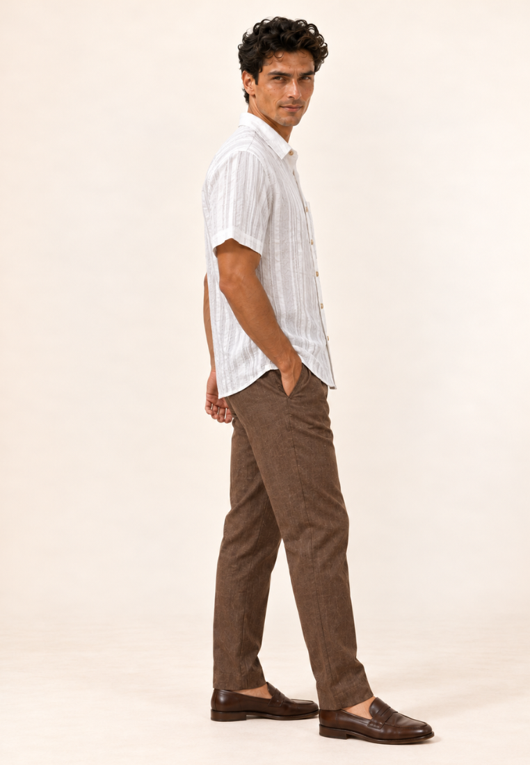 East India Company - Striped Crinkle-Look Shirt