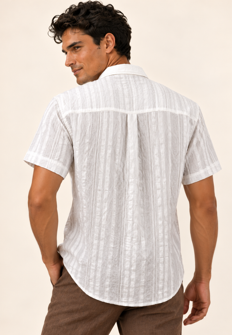 East India Company - Striped Crinkle-Look Shirt