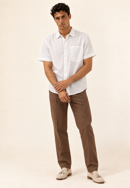 East India Company-Men’s Short-Sleeve Textured Crinkle Shirt