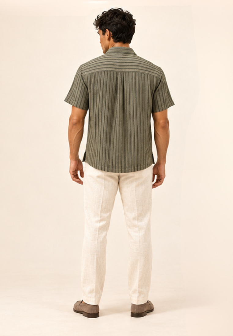 East India Company - Men’s Short-Sleeve Slub Stripe Shirt