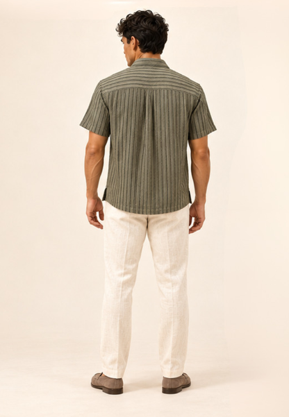 East India Company - Men’s Short-Sleeve Slub Stripe Shirt