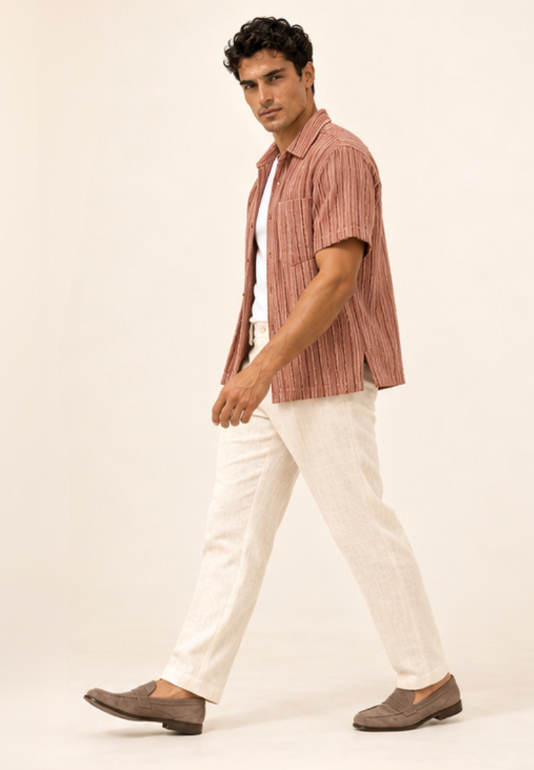 East India Company - Men’s Short-Sleeve Slub Stripe Shirt