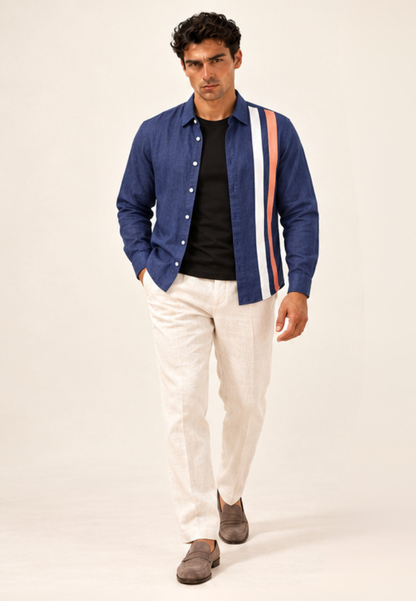 East India Company - Linen-Look Racing Stripe Shirt