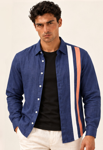 East India Company - Linen-Look Racing Stripe Shirt