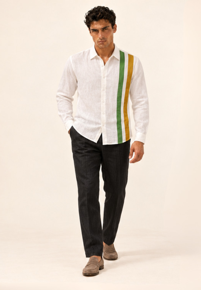 East India Company - Linen-Look Racing Stripe Shirt