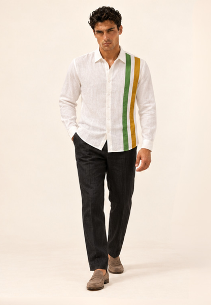 East India Company - Linen-Look Racing Stripe Shirt