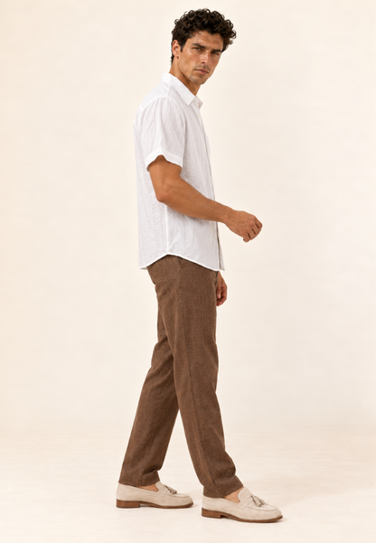 East India Company-Men’s Short-Sleeve Textured Crinkle Shirt
