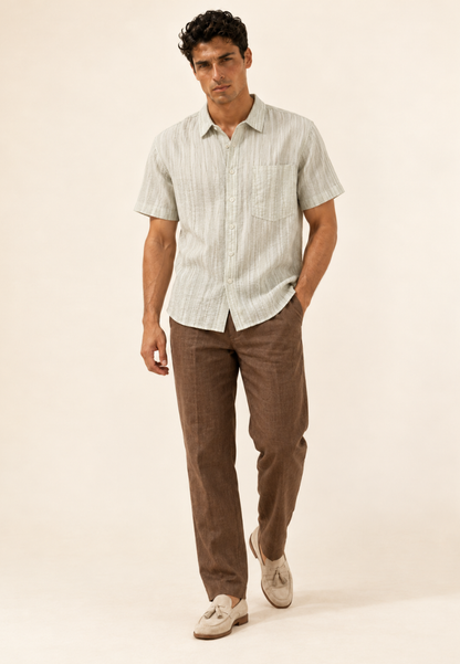 East India Company-Men’s Short-Sleeve Textured Crinkle Shirt