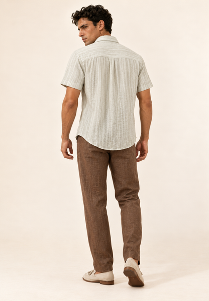 East India Company-Men’s Short-Sleeve Textured Crinkle Shirt
