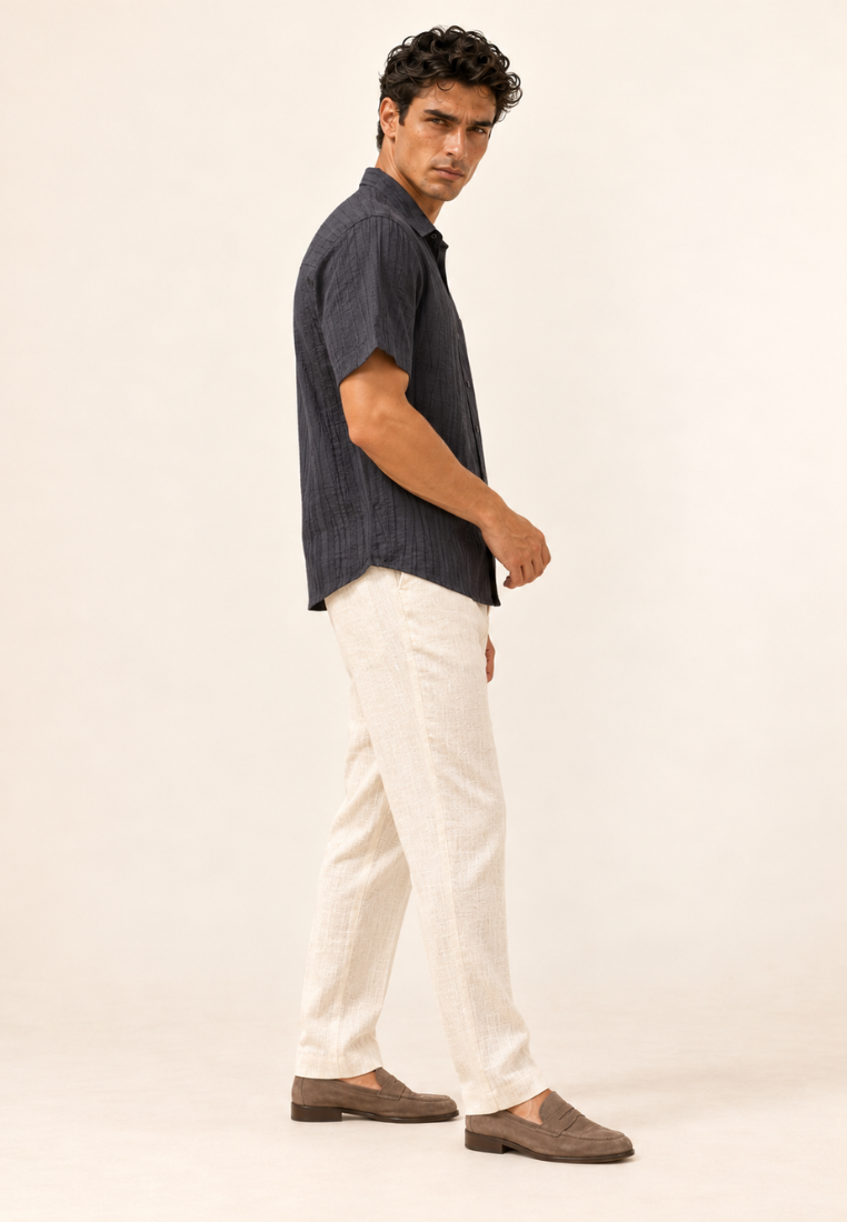 East India Company-Men’s Short-Sleeve Textured Crinkle Shirt