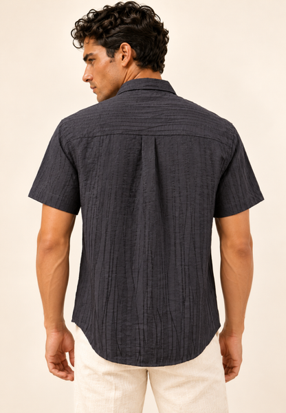 East India Company-Men’s Short-Sleeve Textured Crinkle Shirt
