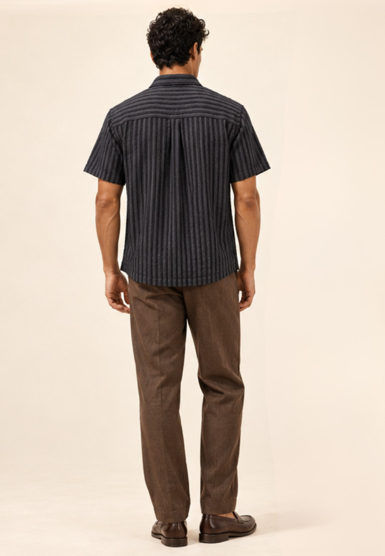 East India Company - Men’s Short-Sleeve Slub Stripe Shirt