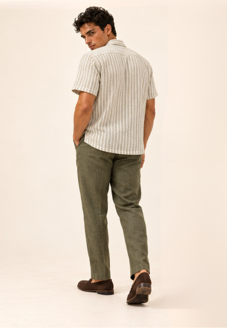 East India Company - Men’s Short-Sleeve Slub Stripe Shirt