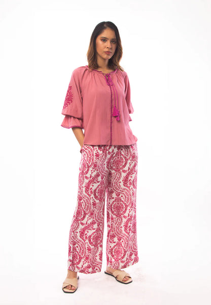 East India Company - Aditi Embroidered 3/4 Sleeve Blouse