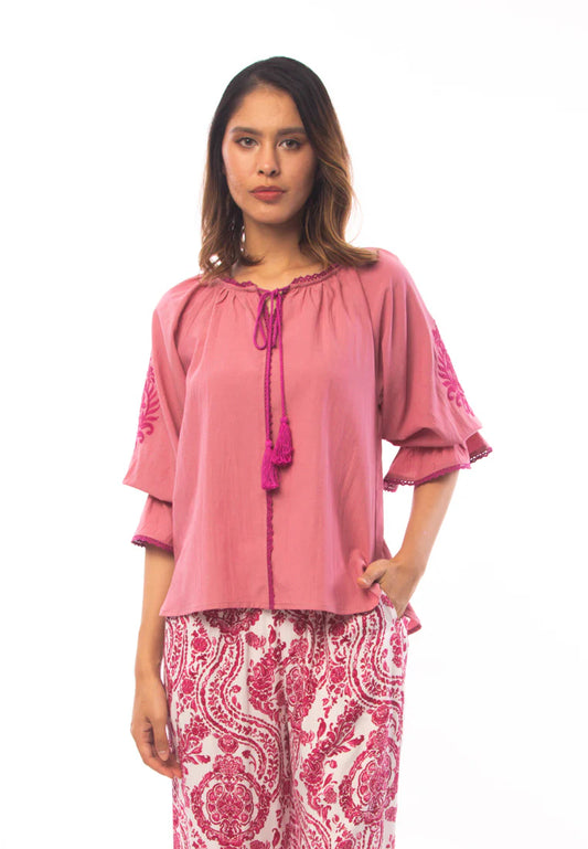 East India Company - Aditi Embroidered 3/4 Sleeve Blouse