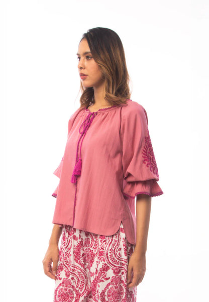 East India Company - Aditi Embroidered 3/4 Sleeve Blouse