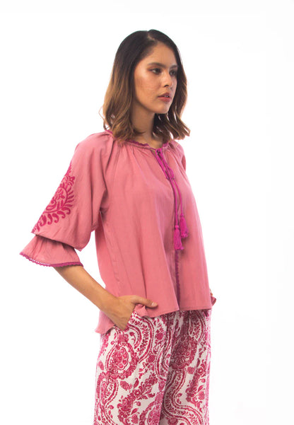 East India Company - Aditi Embroidered 3/4 Sleeve Blouse