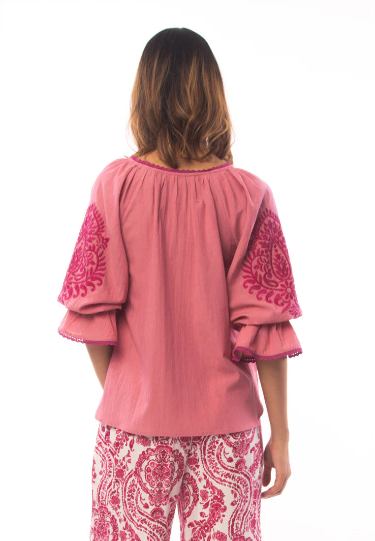 East India Company - Aditi Embroidered 3/4 Sleeve Blouse
