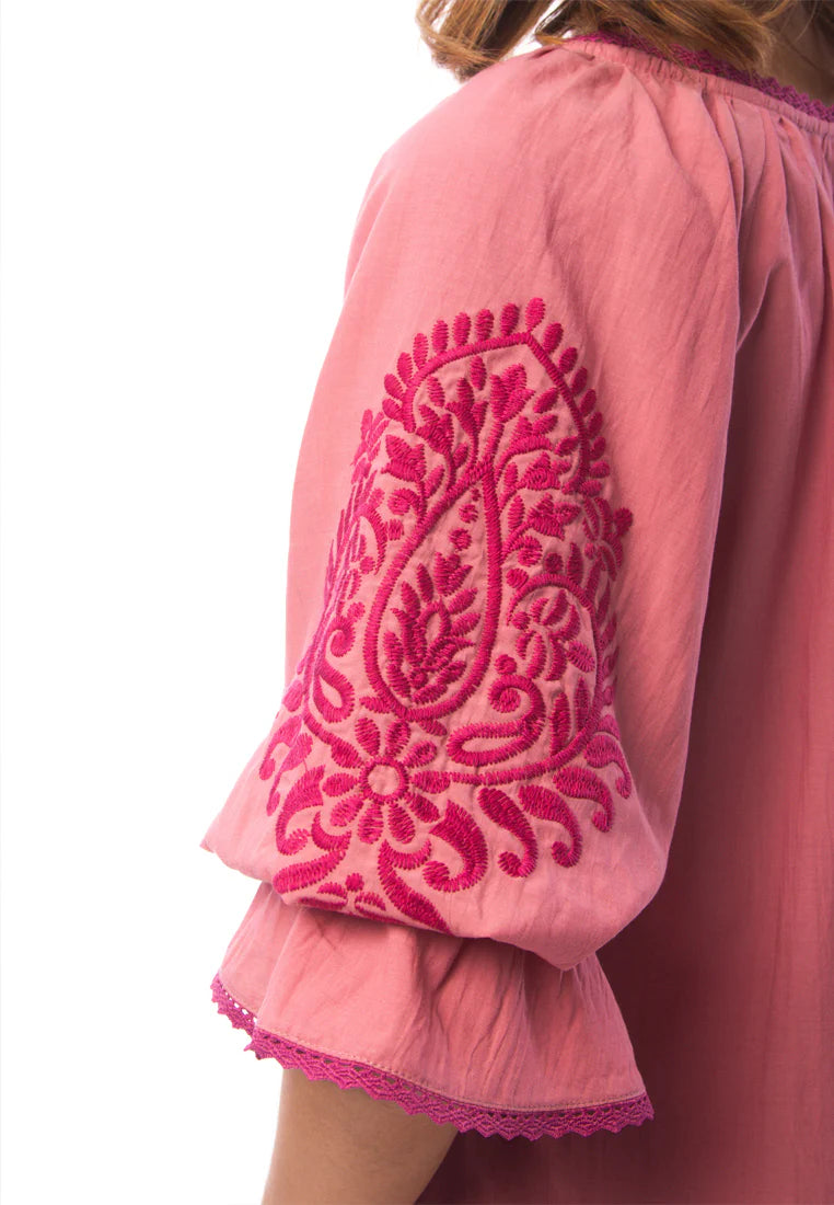East India Company - Aditi Embroidered 3/4 Sleeve Blouse