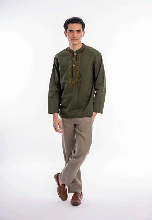 East India Company - Adlai Men Regular Fit Short Sleeve Embroidered Shirt