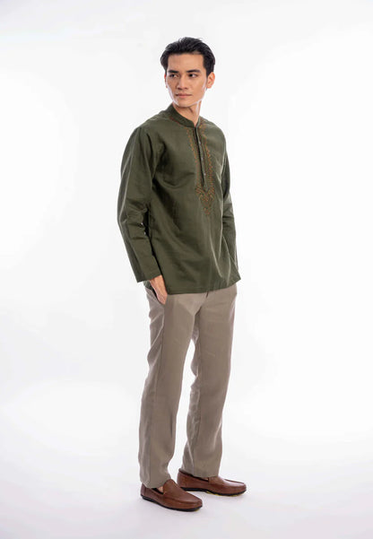 East India Company - Afif Men Regular Fit Short Sleeve Embroidered Shirt