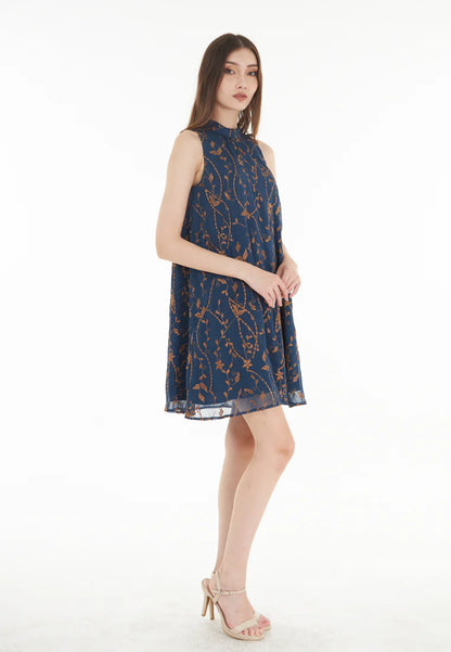 East India Company Amber - Embroidered Short Dress - Blue