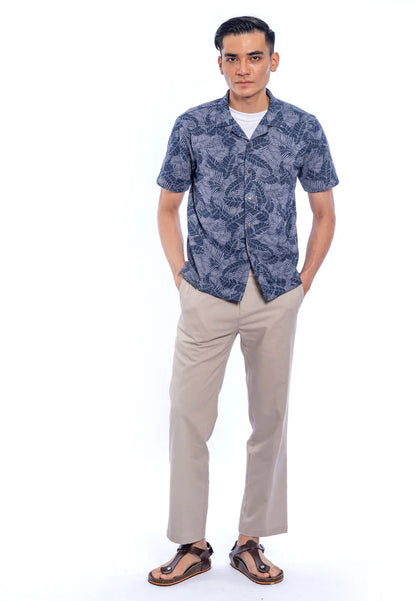 Anan S/Sleeve Knit Print Open Collar Tee