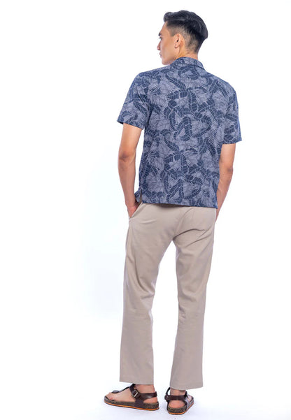 Anan S/Sleeve Knit Print Open Collar Tee