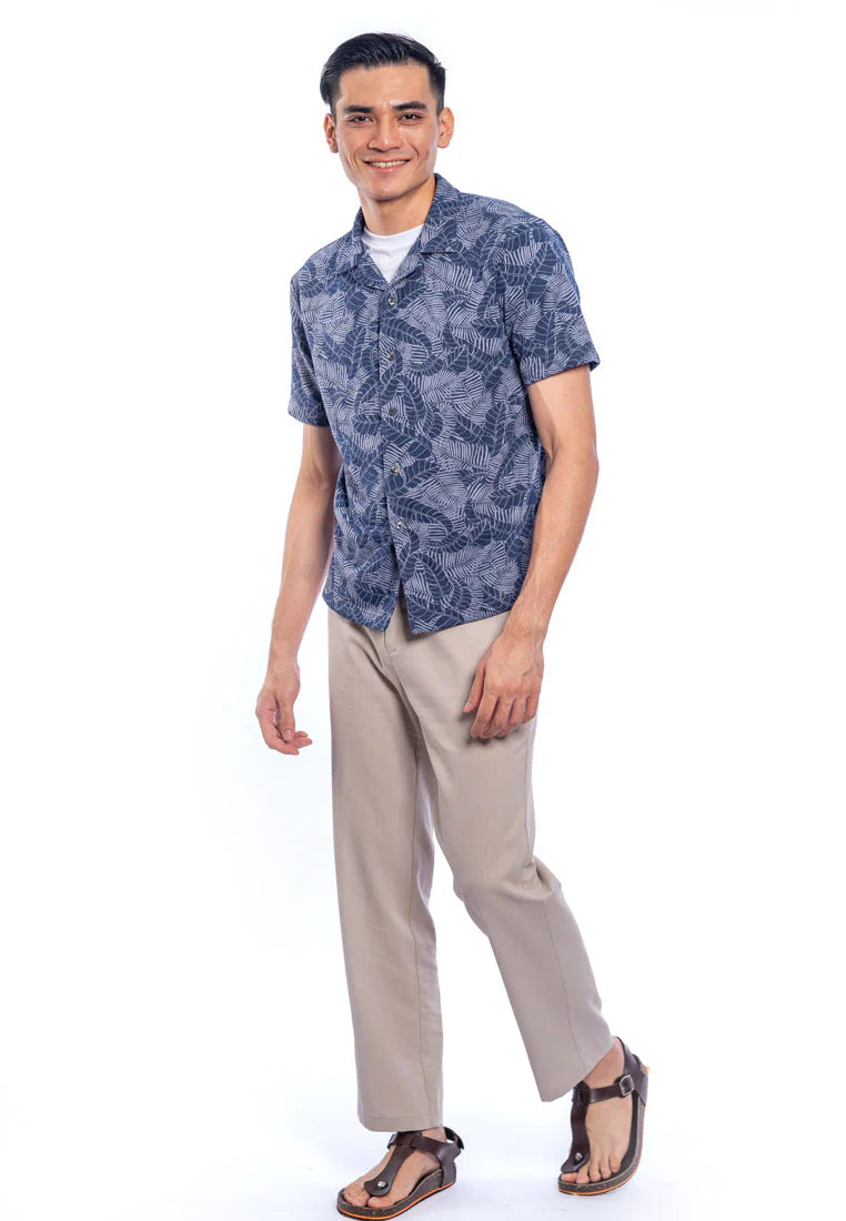 Anan S/Sleeve Knit Print Open Collar Tee