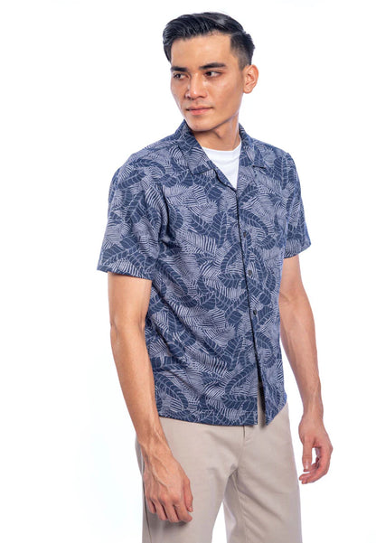 Anan S/Sleeve Knit Print Open Collar Tee