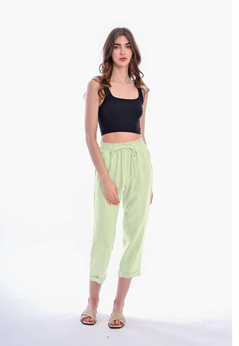 East India Company - Arisa Pull On Linen Pants - Green