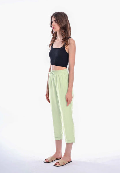 East India Company - Arisa Pull On Linen Pants - Green