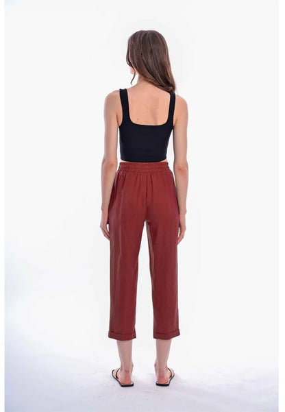 East India Company - Arisa Pull On Linen Pants - Orange