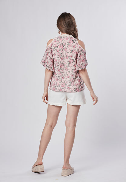 LEILA - Cold Shoulder Floral Top
