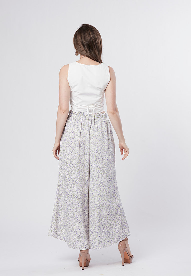 ELAINA - Floral Palazzo Pant with Box Pleat