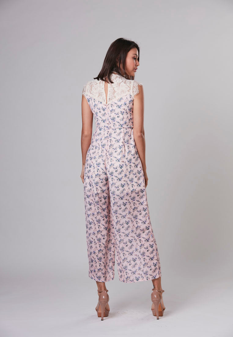 LYLA - Jumpsuit Printed Floral with Lace Details