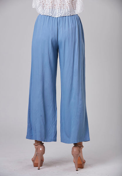 JOSIE - Rayon Pant Long 2 Side Pockets with Ties Wide Leg