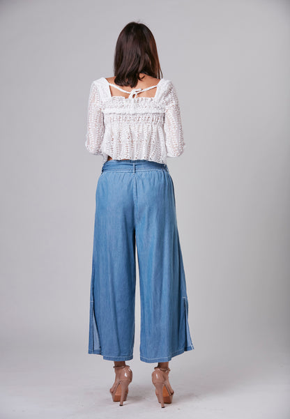 AUBREE - 7/8 Denim Pant with Side Slit