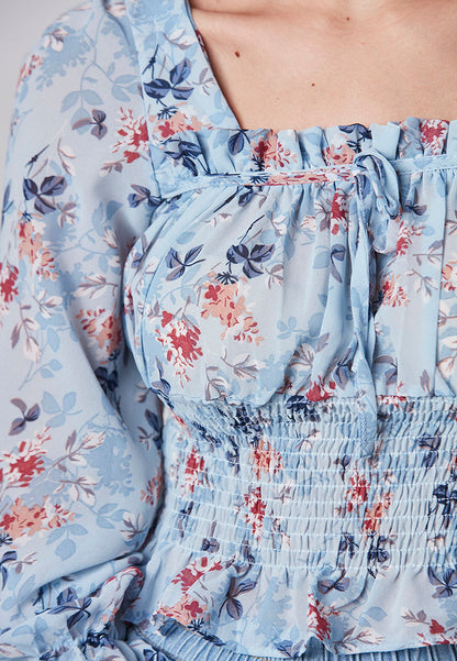 CLARA - Smocking floral cropped top