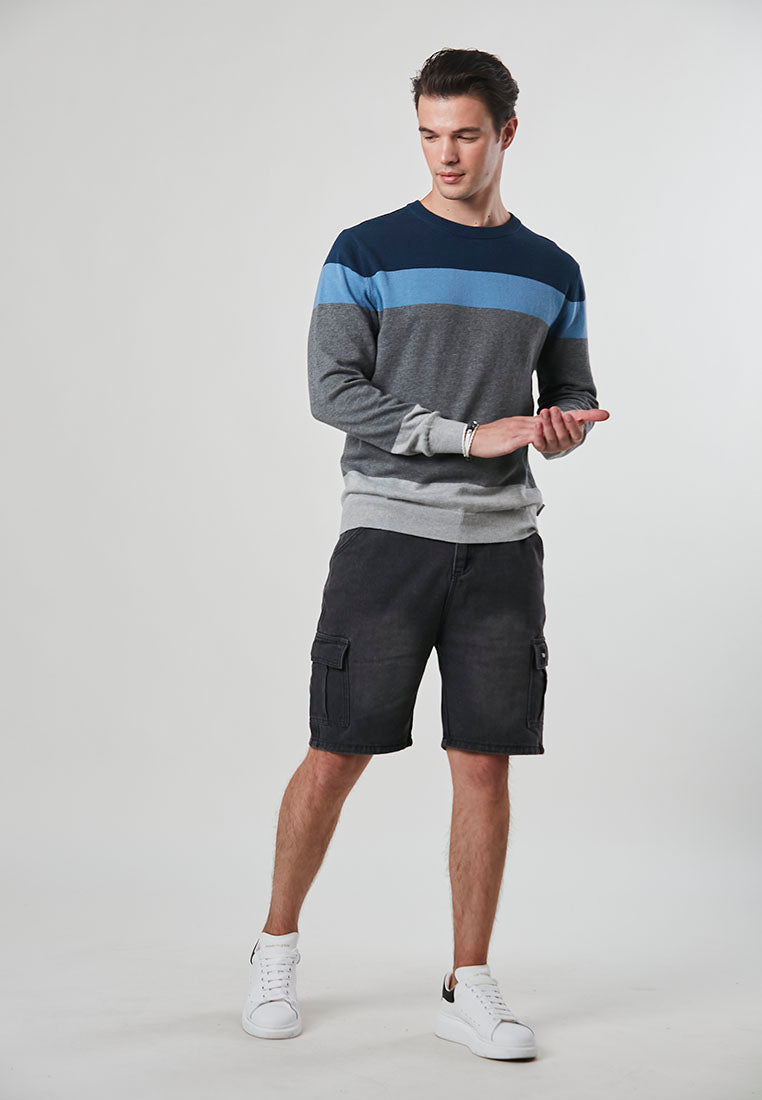 NOAH - New Slim fit Pullover Knit Sweater In Subtle Color Block