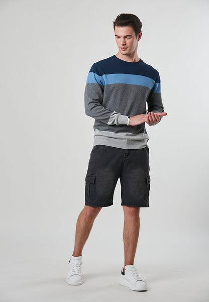 NOAH - New Slim fit Pullover Knit Sweater In Subtle Color Block