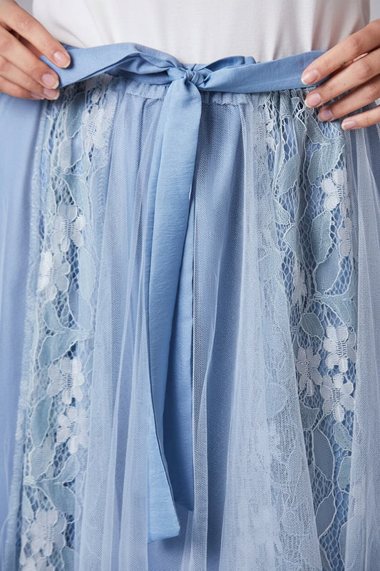 KHLOE - Midi Skirt in Rayon and Netting Lace