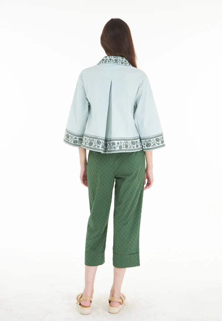 East India Company Adele - Embroidered Blouse - Mint