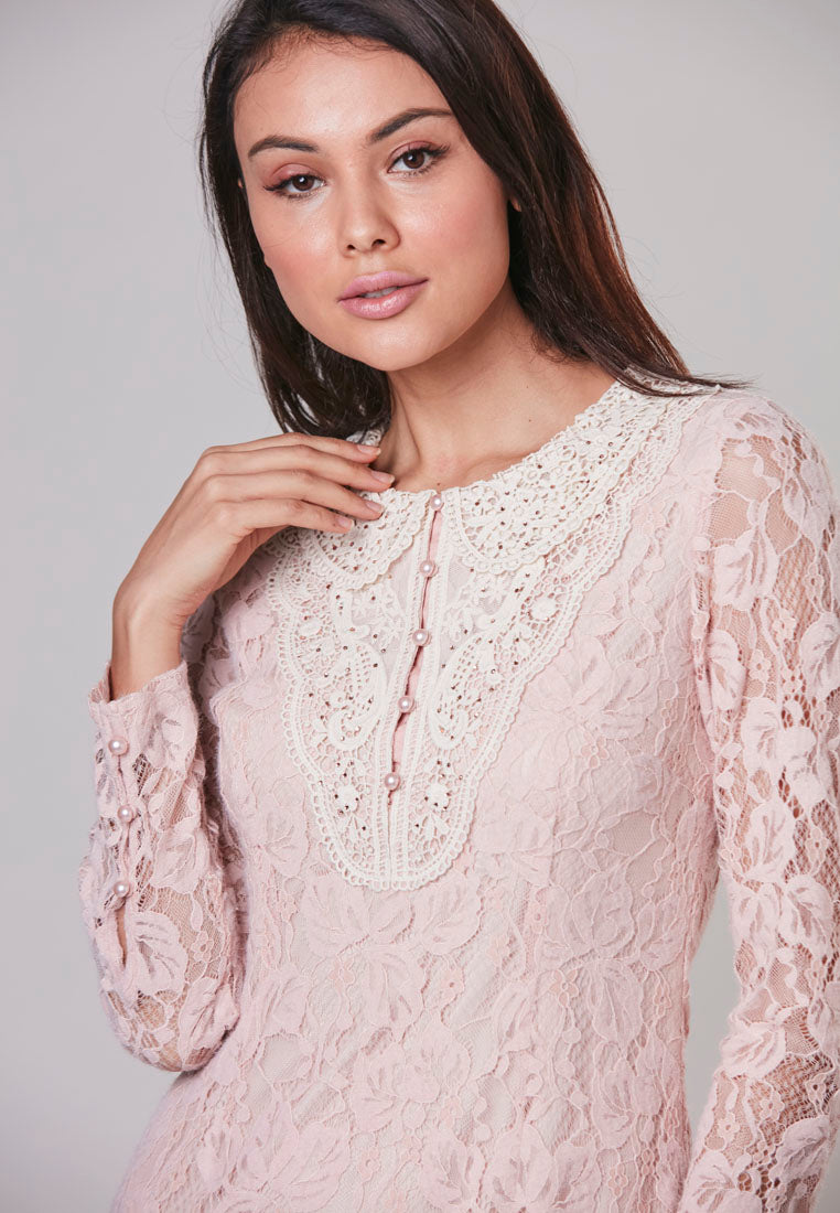 LILIANA - Maxi Dress Lace with Crochet Neckline