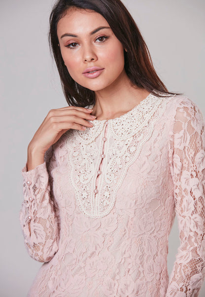 LILIANA - Maxi Dress Lace with Crochet Neckline