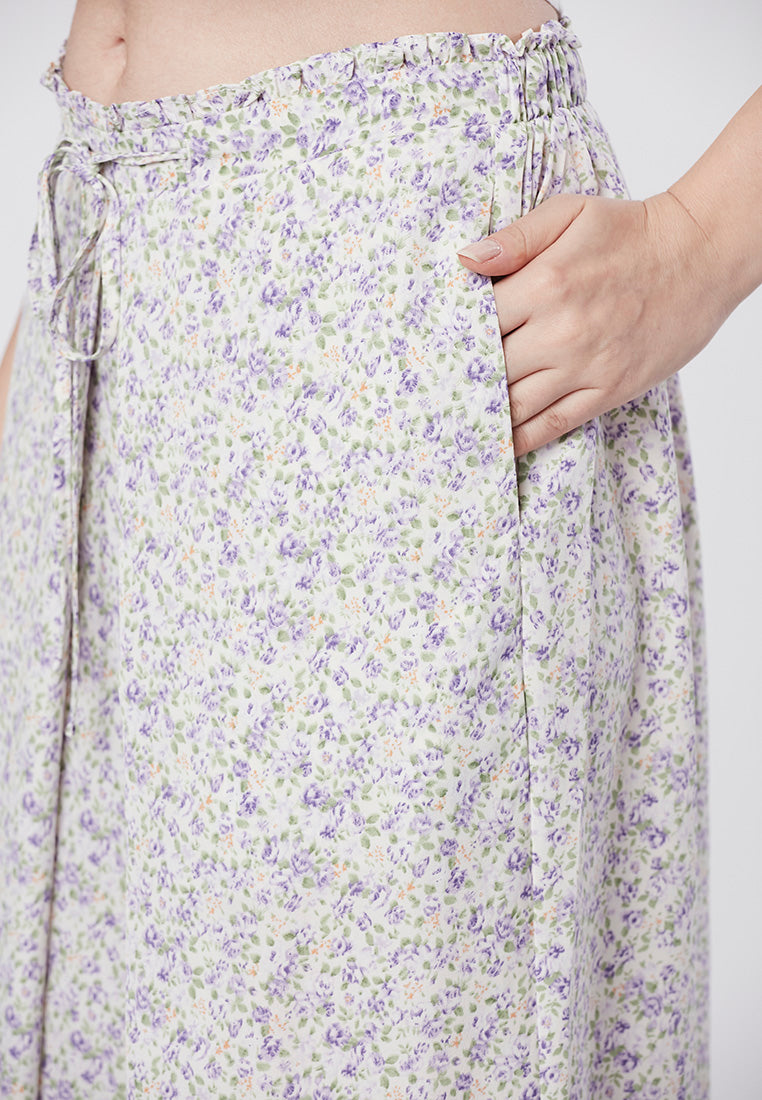 ELAINA - Floral Palazzo Pant with Box Pleat