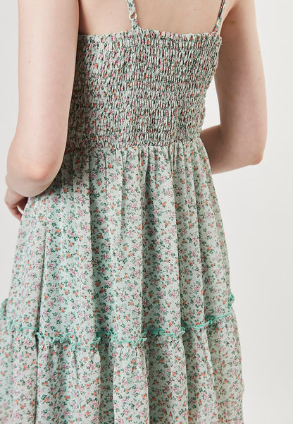 JOCEYLN - Spaghetti Short Tiers Dress in Printed Chiffon