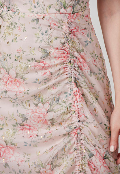 AMAYA - Floral Diamante Draped Maxi Dress