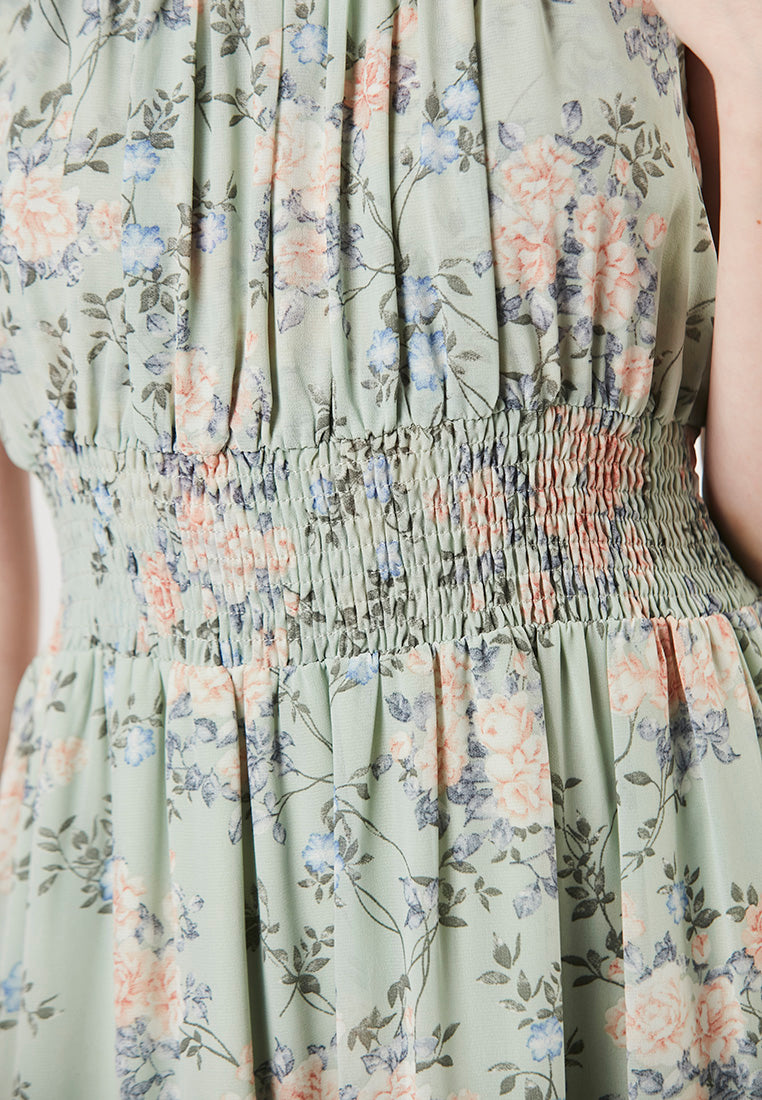 TESSA - Flowy Maxi Printed Chiffon Tiers Dress